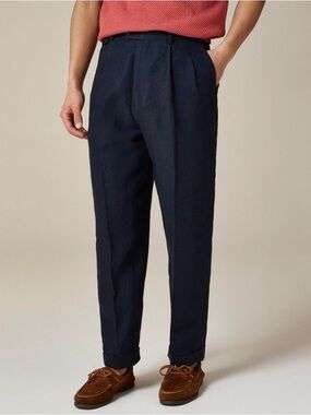 Source Unknown Navy Pleated Men's Dress Pants
